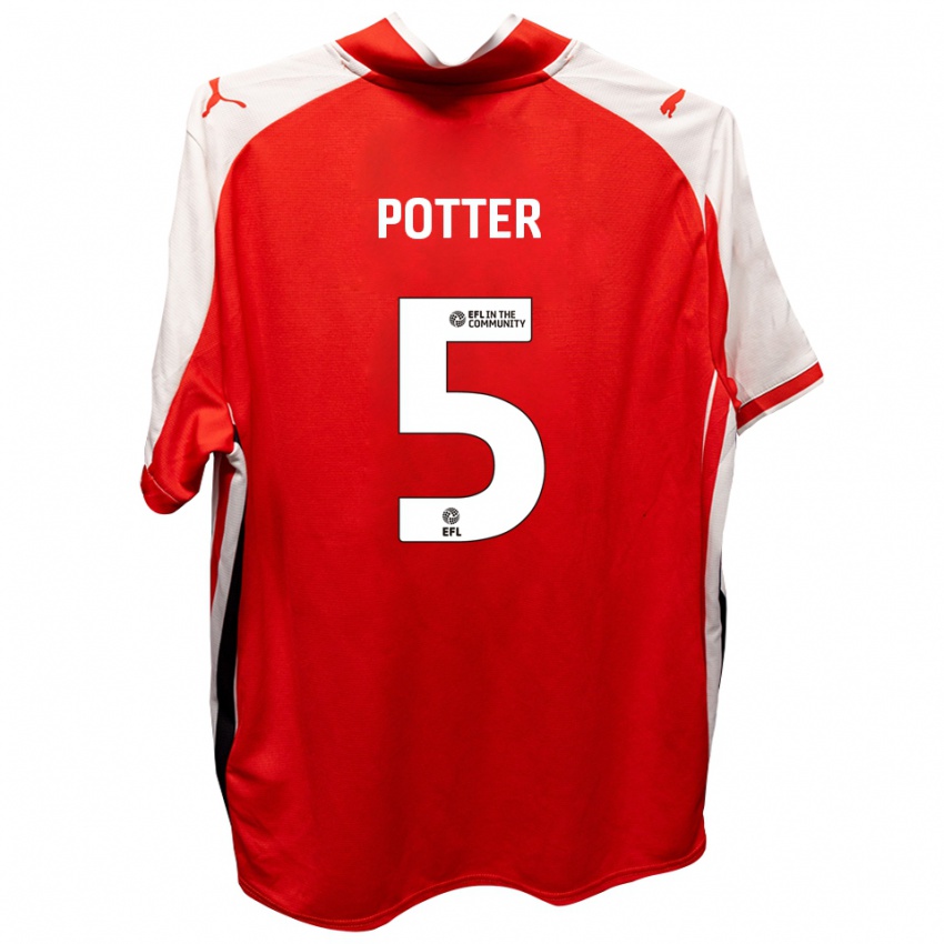 גברים פינלי פוטר #5 אדום לבן ג'רזי ביתית 2025/26 חולצה קצרה