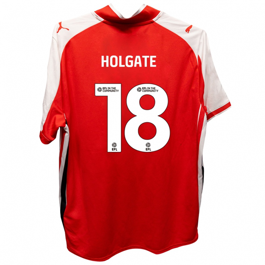 גברים Harrison Holgate #18 אדום לבן ג'רזי ביתית 2025/26 חולצה קצרה