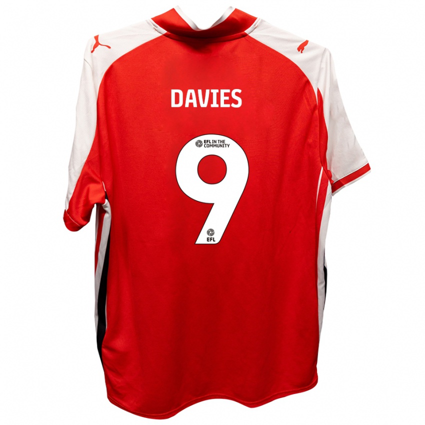 גברים Will Davies #9 אדום לבן ג'רזי ביתית 2025/26 חולצה קצרה