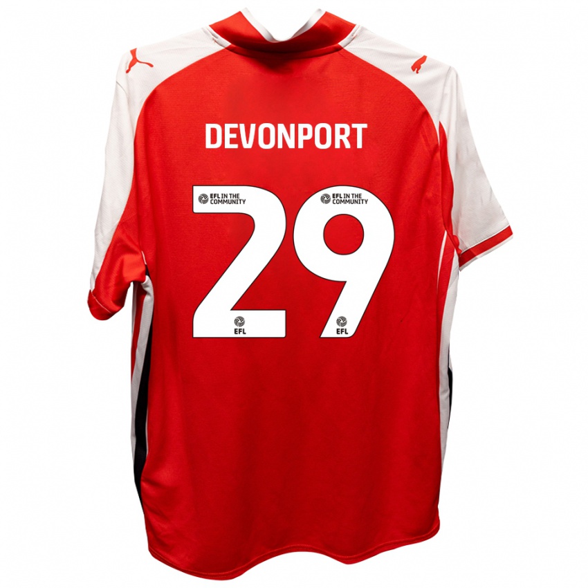 גברים Owen Devonport #29 אדום לבן ג'רזי ביתית 2025/26 חולצה קצרה