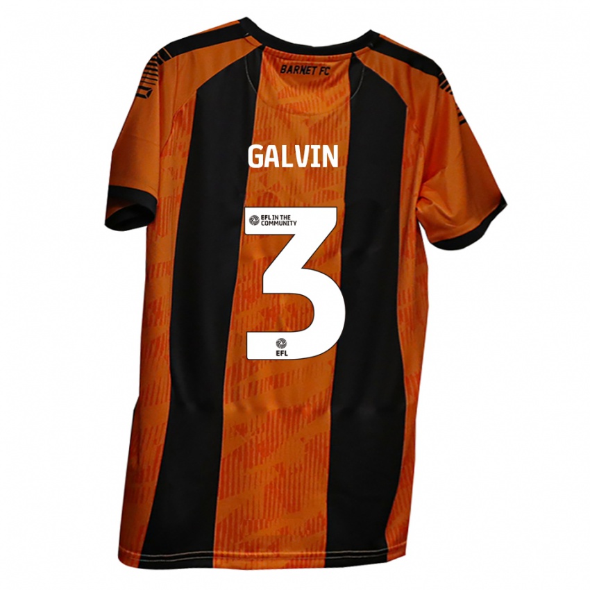 גברים ראיין גאלבין #3 כתום שחור ג'רזי ביתית 2025/26 חולצה קצרה