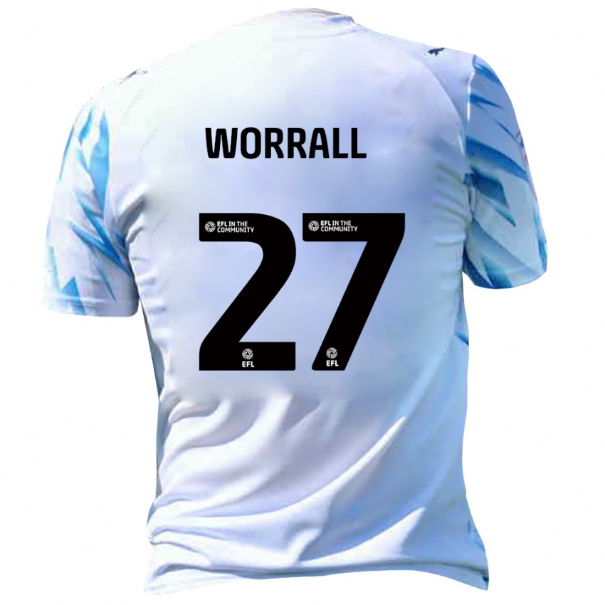 גברים דייוויד וורל #27 לבן תכלת ג'רזי ביתית 2025/26 חולצה קצרה