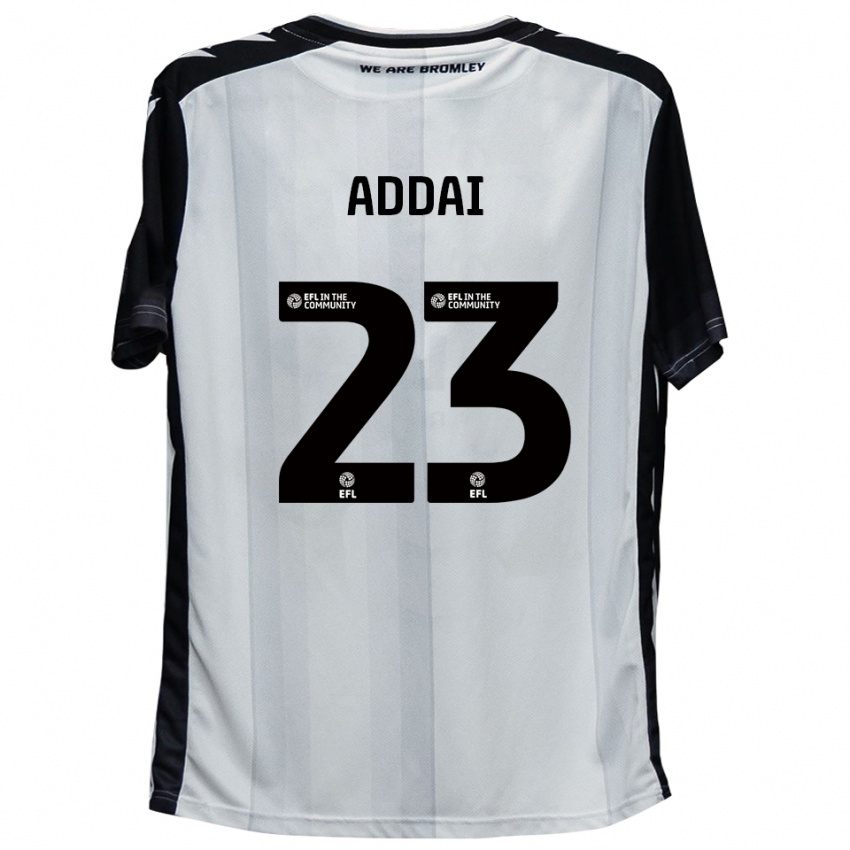 גברים Dillon Addai #23 לבן שחור ג'רזי ביתית 2025/26 חולצה קצרה