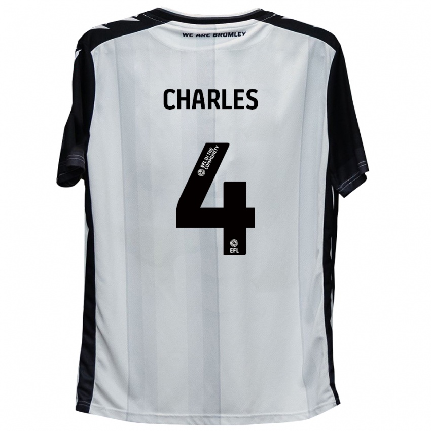 גברים Ashley Charles #4 לבן שחור ג'רזי ביתית 2025/26 חולצה קצרה