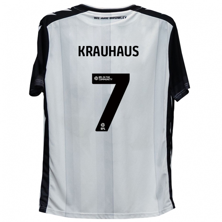 גברים Ben Krauhaus #7 לבן שחור ג'רזי ביתית 2025/26 חולצה קצרה