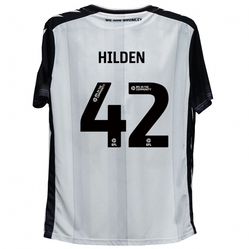 גברים Alfie Hilden #42 לבן שחור ג'רזי ביתית 2025/26 חולצה קצרה