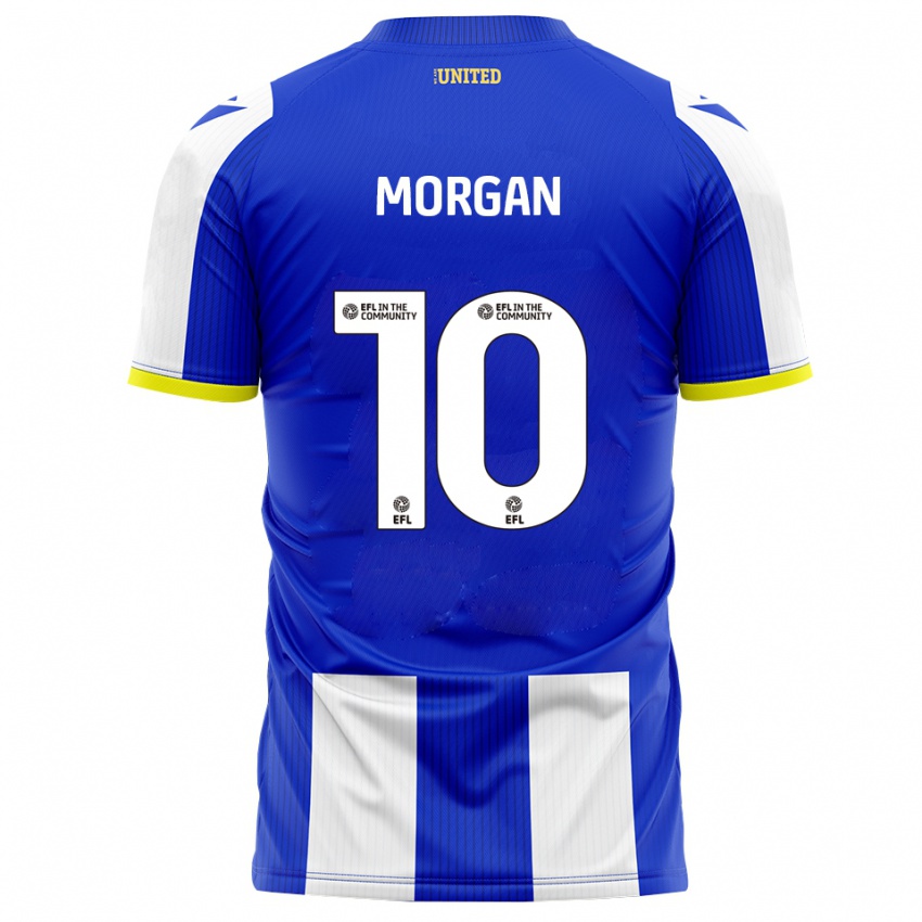 גברים Lindsey Morgan #10 כחול לבן ג'רזי ביתית 2025/26 חולצה קצרה