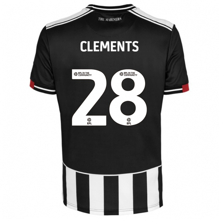 גברים Charlie Clements #28 שחור לבן אדום ג'רזי ביתית 2025/26 חולצה קצרה