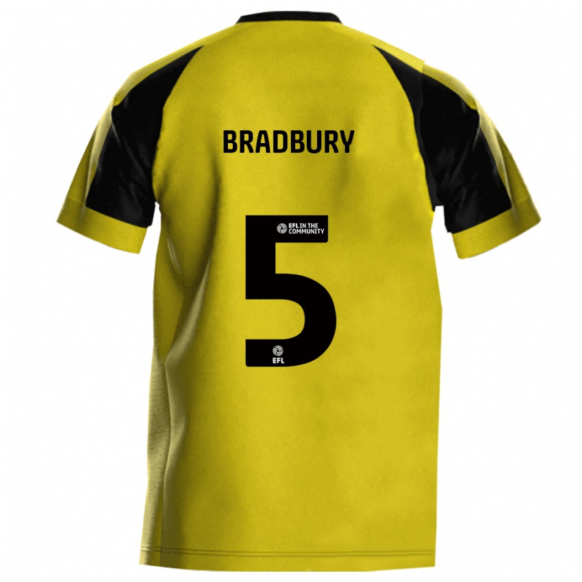 גברים Tom Bradbury #5 צהוב אפור ג'רזי ביתית 2025/26 חולצה קצרה