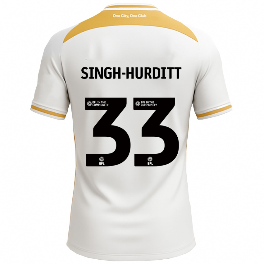 גברים Damerai Singh-Hurditt #33 לבן זהב ג'רזי ביתית 2025/26 חולצה קצרה