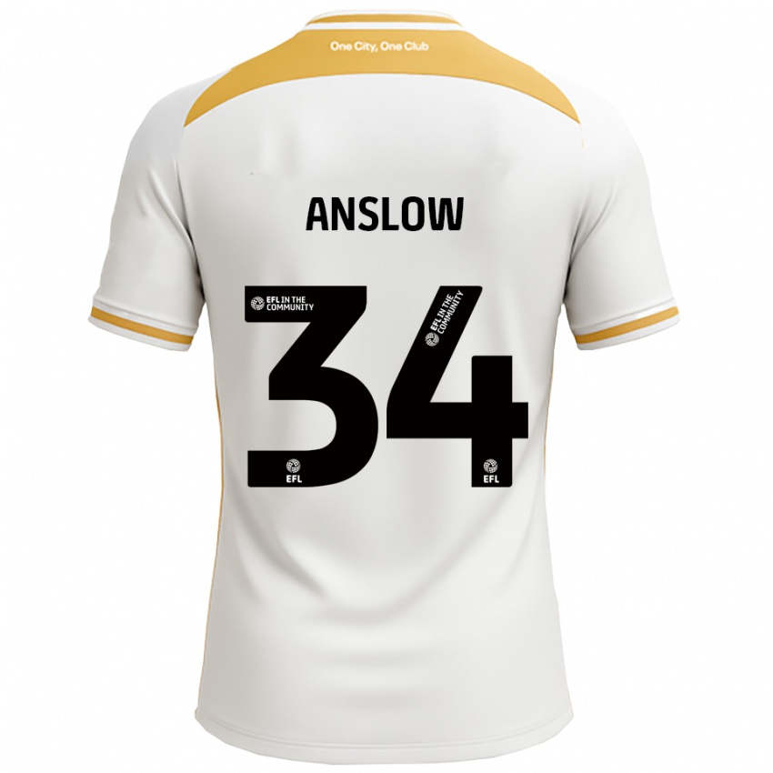 גברים Lauren Anslow #34 לבן זהב ג'רזי ביתית 2025/26 חולצה קצרה