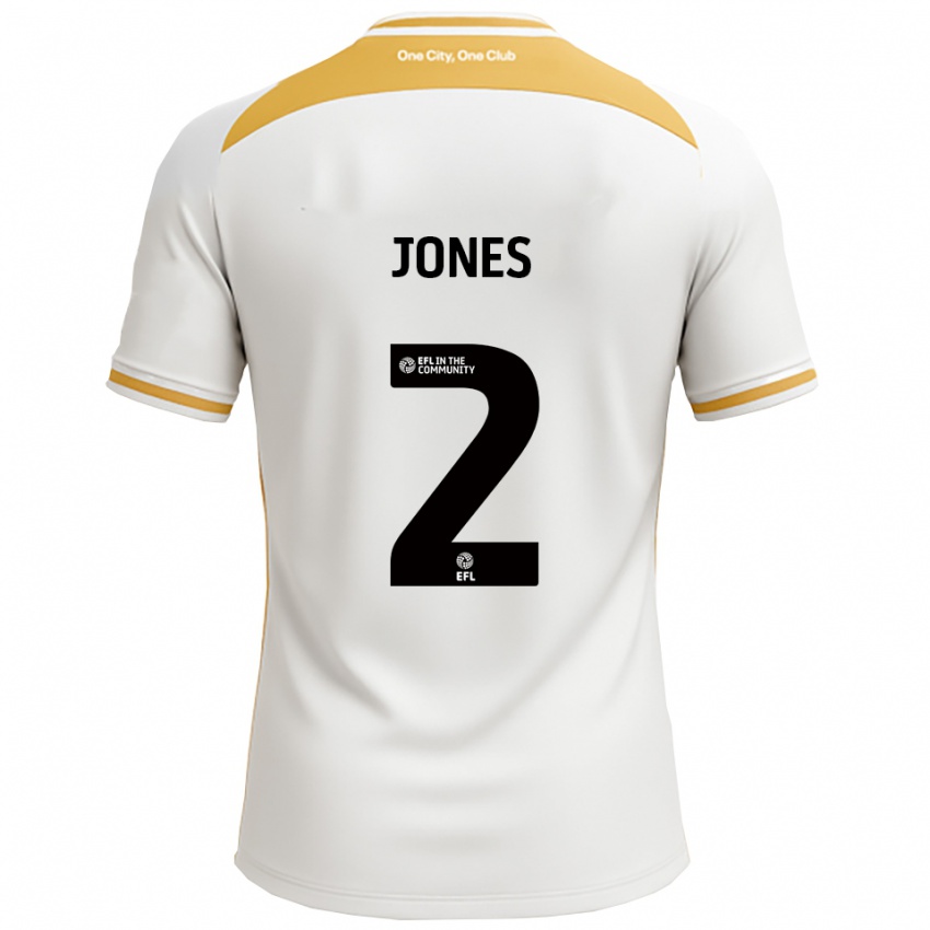 גברים Gethin Jones #2 לבן זהב ג'רזי ביתית 2025/26 חולצה קצרה