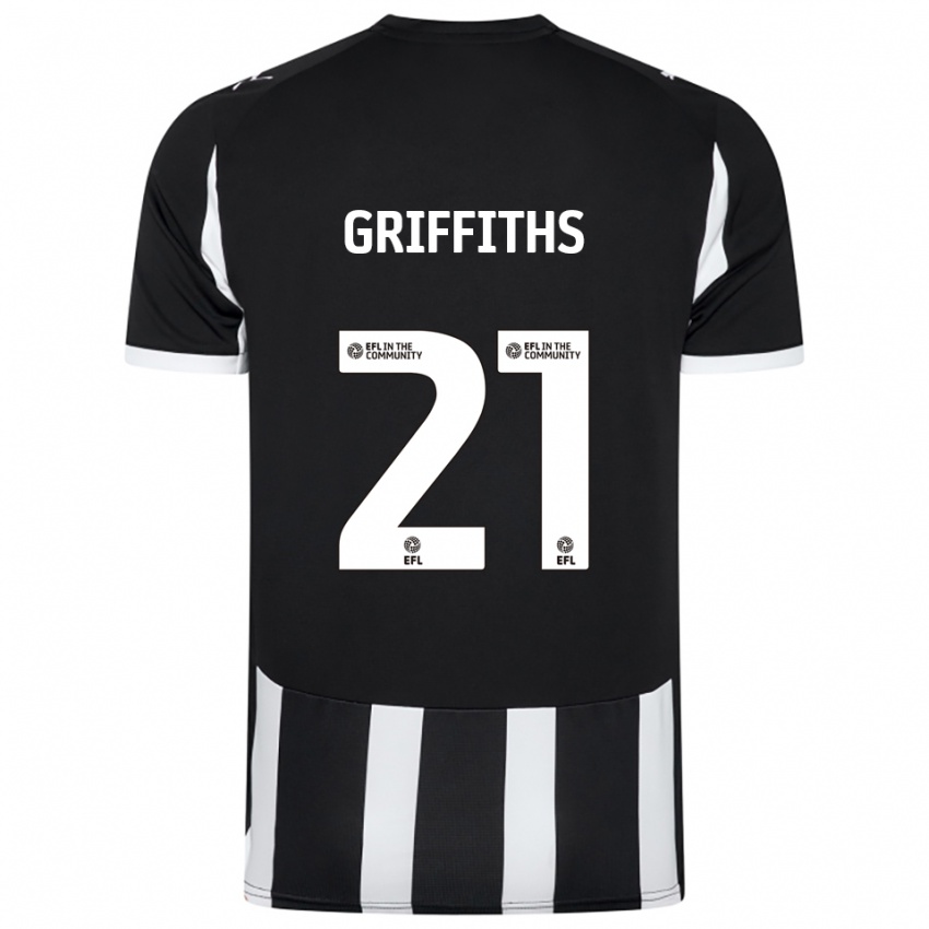 גברים Harry Griffiths #21 שחור לבן ג'רזי ביתית 2025/26 חולצה קצרה