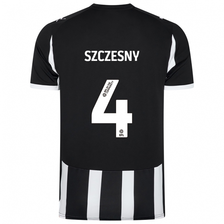 גברים Nikos Szczesny #4 שחור לבן ג'רזי ביתית 2025/26 חולצה קצרה