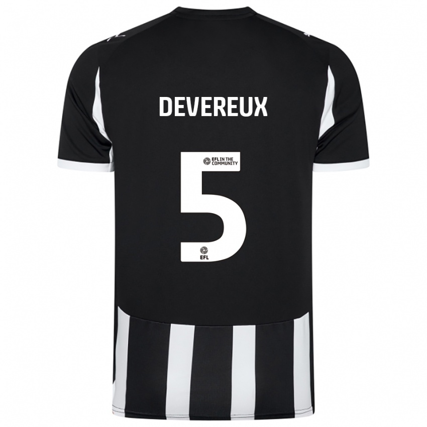 גברים Frankie Devereux #5 שחור לבן ג'רזי ביתית 2025/26 חולצה קצרה