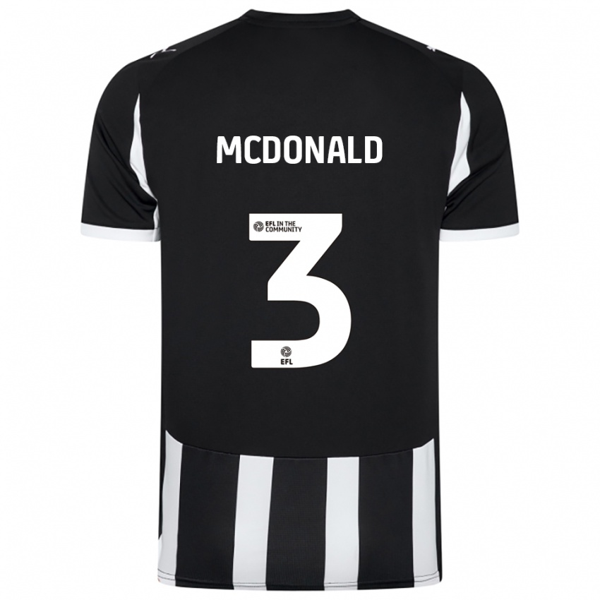 גברים Rod Mcdonald #3 שחור לבן ג'רזי ביתית 2025/26 חולצה קצרה