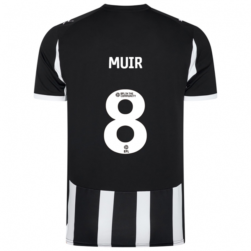 גברים Kameron Muir #8 שחור לבן ג'רזי ביתית 2025/26 חולצה קצרה