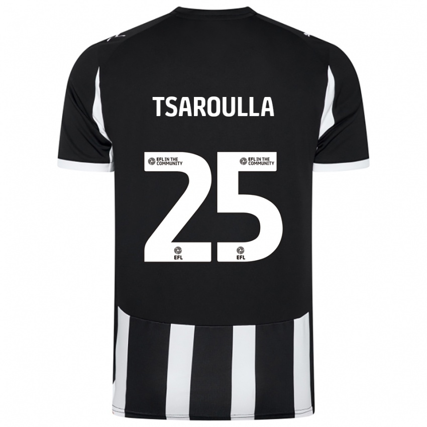 גברים Nick Tsaroulla #25 שחור לבן ג'רזי ביתית 2025/26 חולצה קצרה