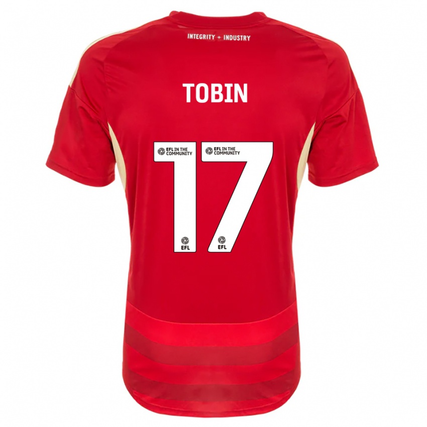 גברים Laura Tobin #17 אדום לבן ג'רזי ביתית 2025/26 חולצה קצרה