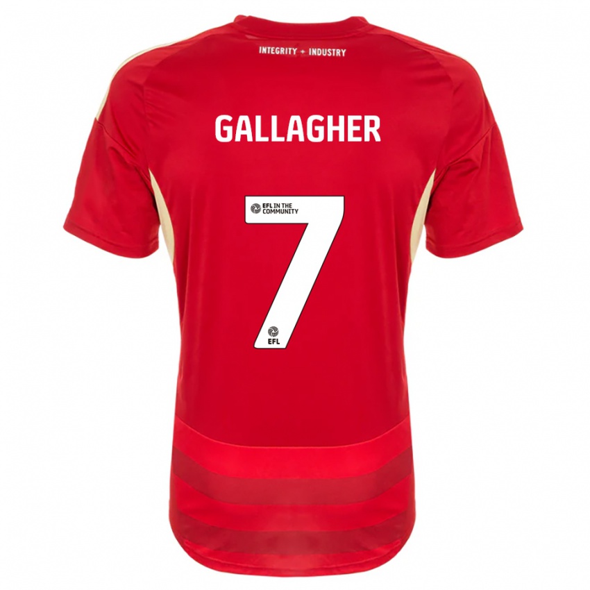 גברים Tamzin Gallagher #7 אדום לבן ג'רזי ביתית 2025/26 חולצה קצרה