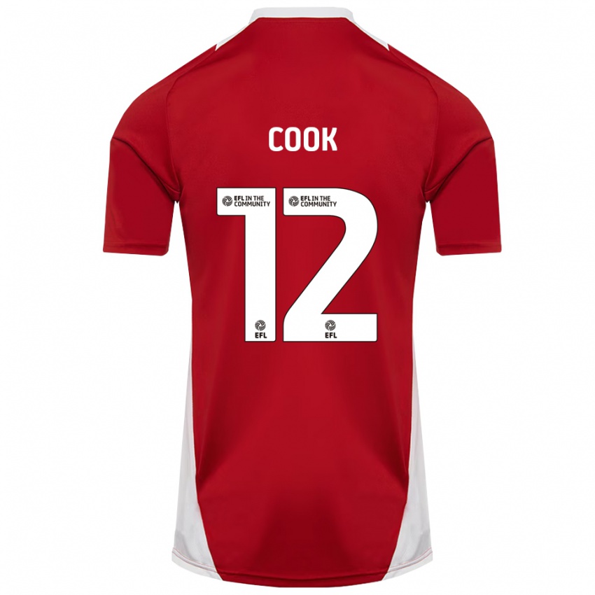 גברים Izzy Cook #12 אדום לבן זהב ג'רזי ביתית 2025/26 חולצה קצרה