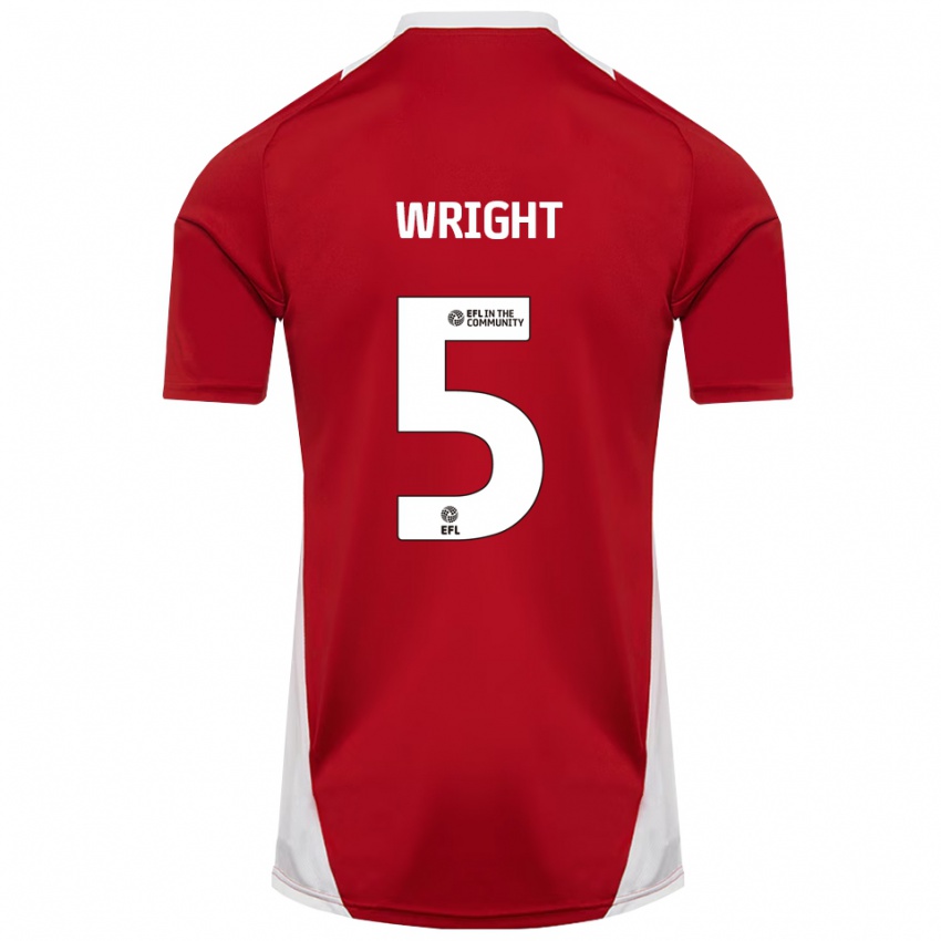 גברים Will Wright #5 אדום לבן זהב ג'רזי ביתית 2025/26 חולצה קצרה