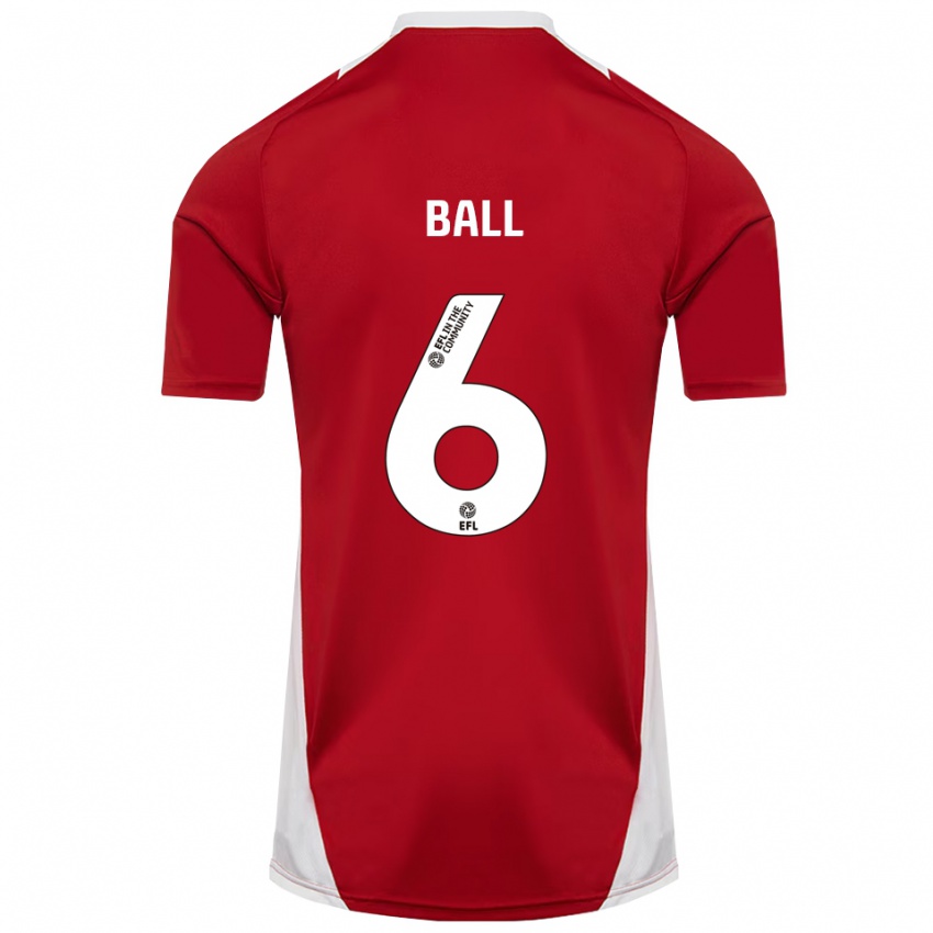 גברים James Ball #6 אדום לבן זהב ג'רזי ביתית 2025/26 חולצה קצרה