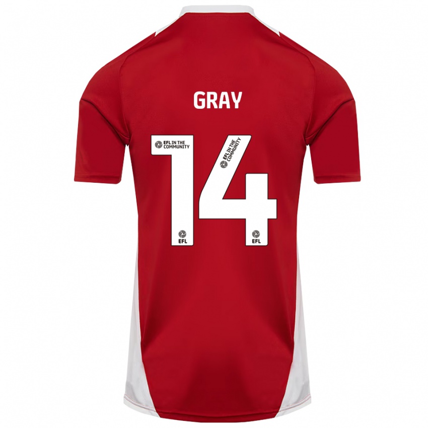 גברים Harry Gray #14 אדום לבן זהב ג'רזי ביתית 2025/26 חולצה קצרה