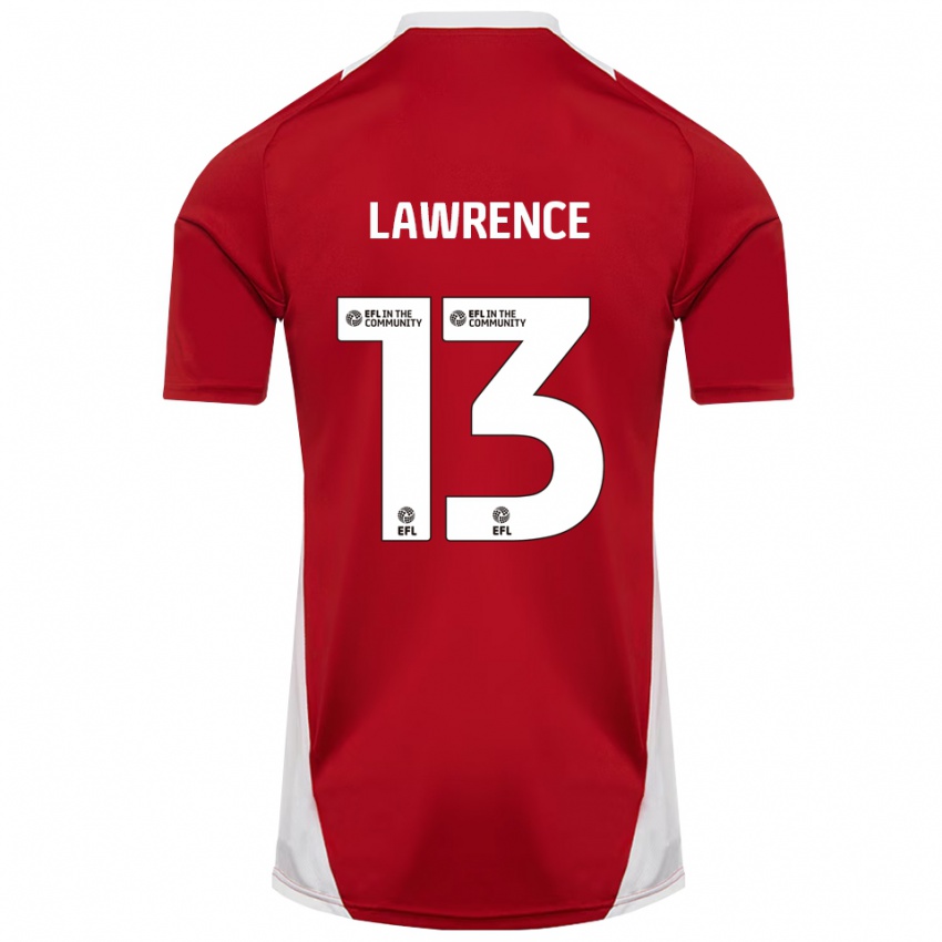 גברים Charlie Lawrence #13 אדום לבן זהב ג'רזי ביתית 2025/26 חולצה קצרה