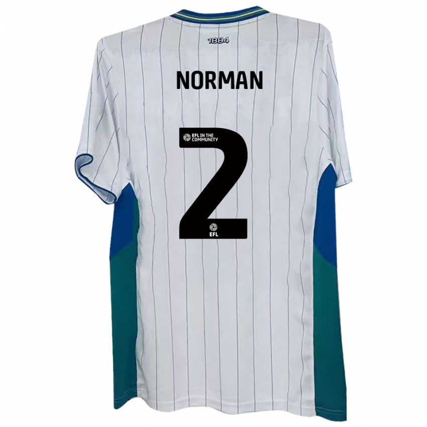 גברים קמרון נורמן #2 לבן ירוק כחול ג'רזי ביתית 2025/26 חולצה קצרה