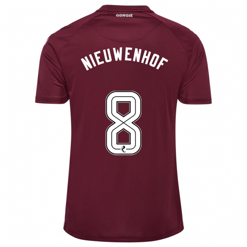 גברים קאלם ניאוונהוף #8 בורדו לבן ג'רזי ביתית 2025/26 חולצה קצרה