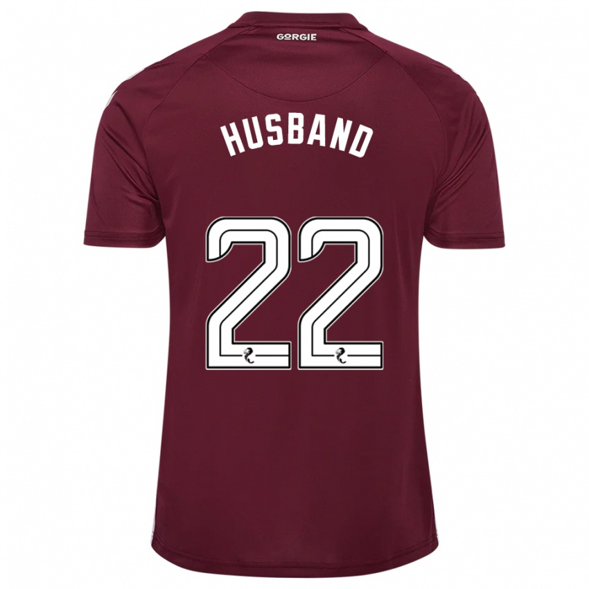 גברים Jessica Husband #22 בורדו לבן ג'רזי ביתית 2025/26 חולצה קצרה