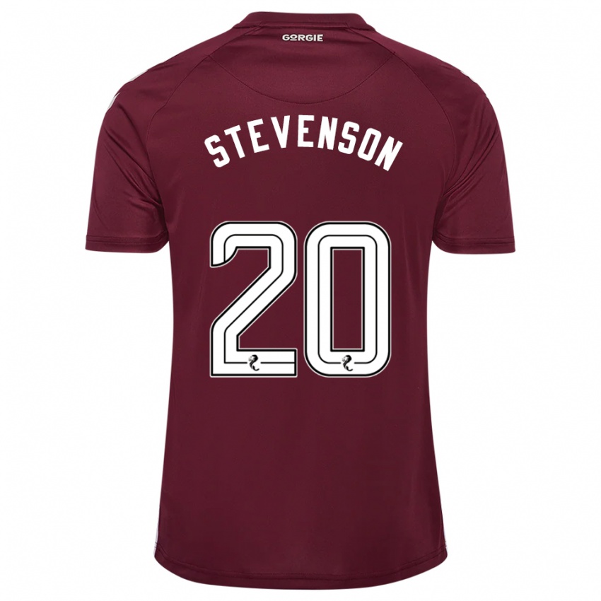 גברים Gus Stevenson #20 בורדו לבן ג'רזי ביתית 2025/26 חולצה קצרה