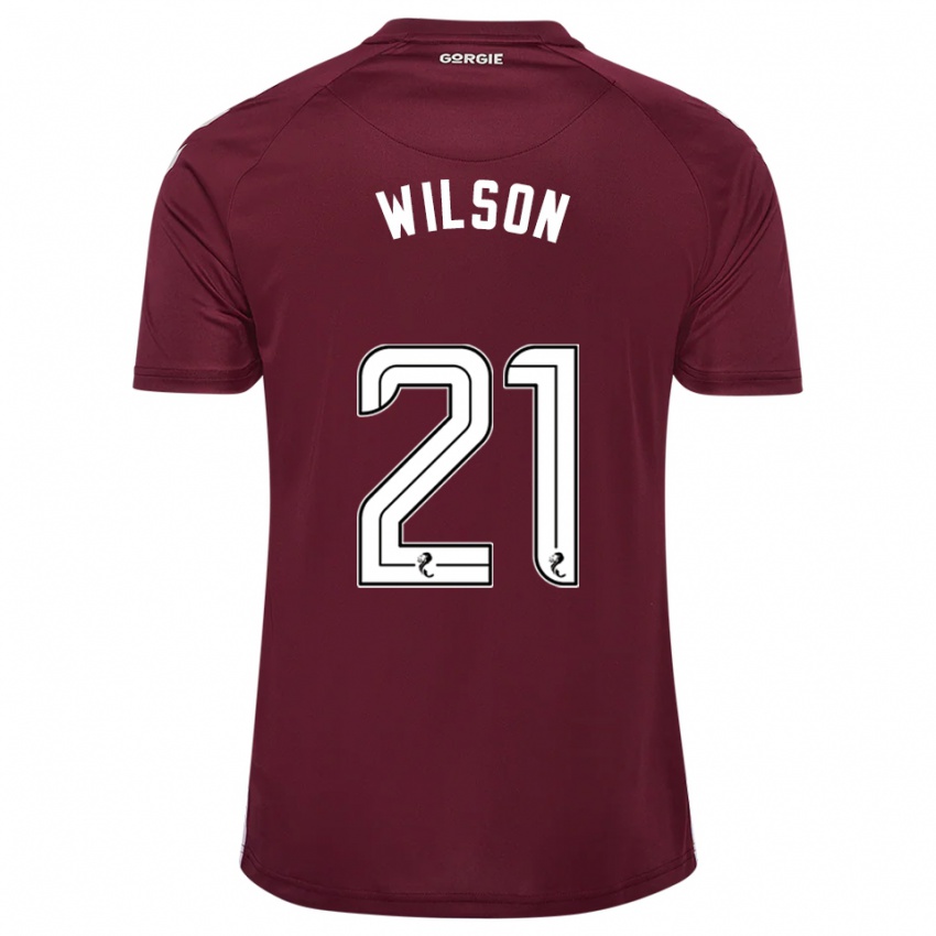 גברים ג'יימס ווילסון #21 בורדו לבן ג'רזי ביתית 2025/26 חולצה קצרה
