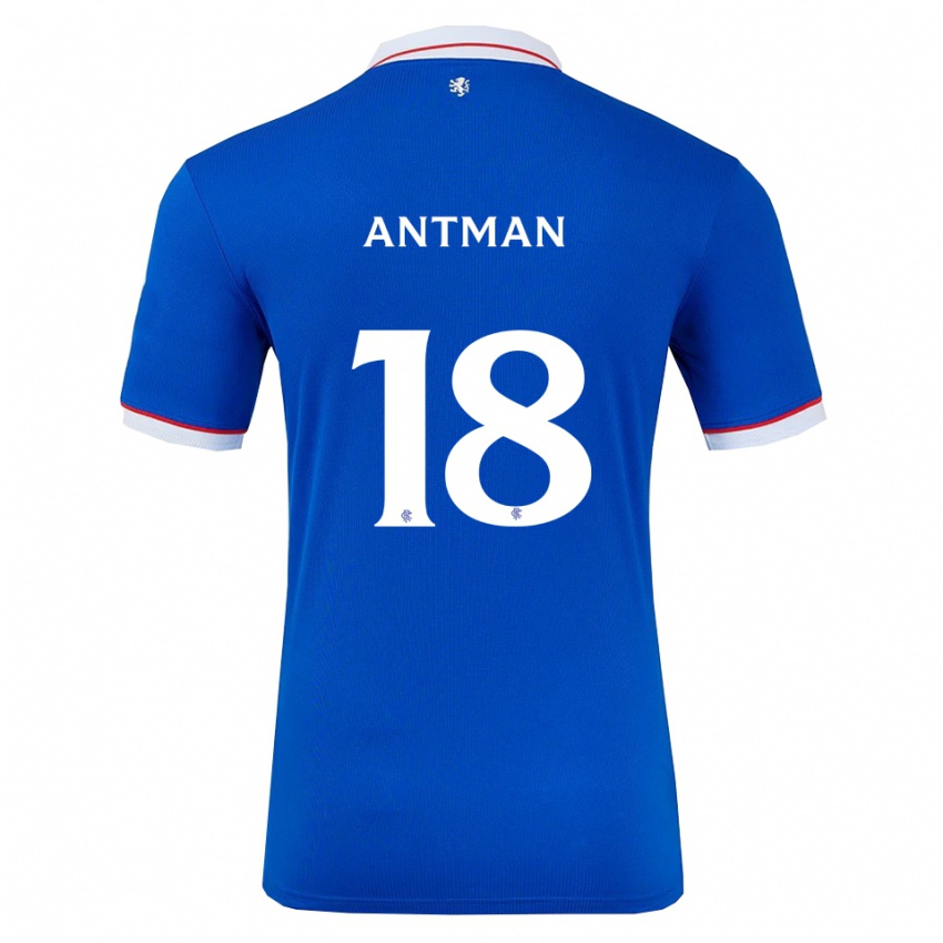 גברים אוליבר אנטמן #18 כחול לבן ג'רזי ביתית 2025/26 חולצה קצרה