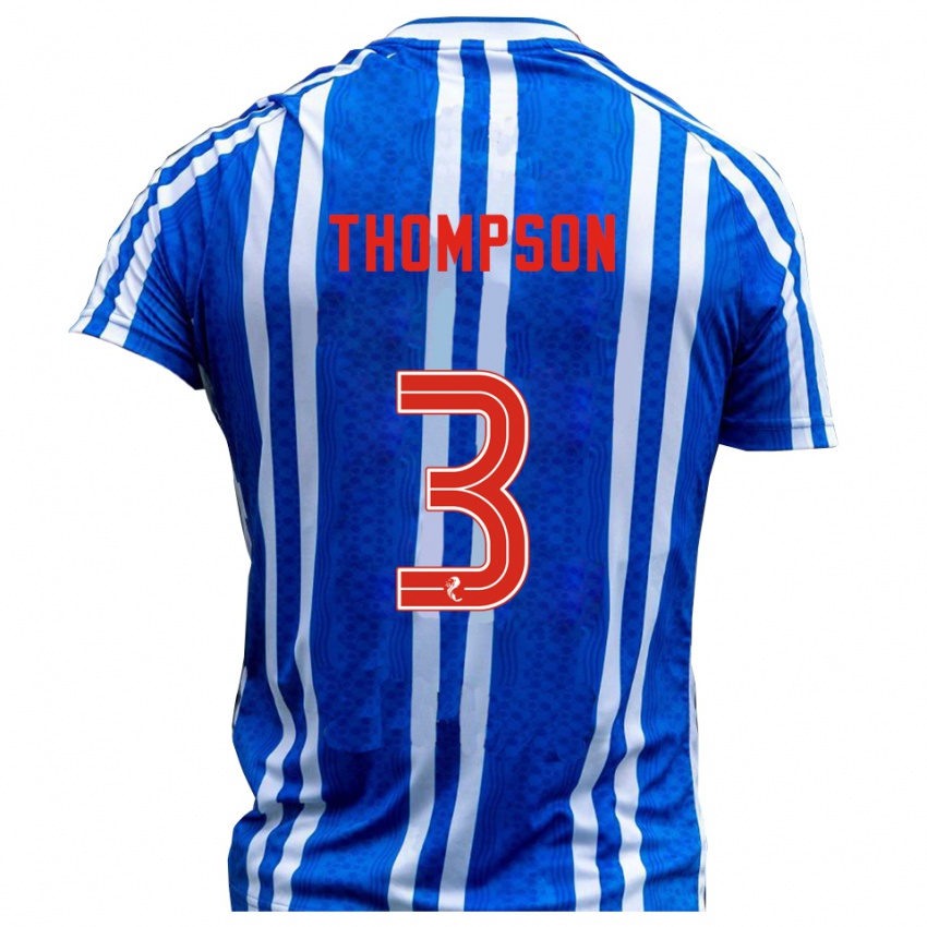 גברים דומיניק תומפסון #3 כחול לבן ג'רזי ביתית 2025/26 חולצה קצרה