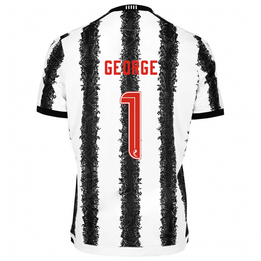 גברים שמל ג'ורג' #1 לבן שחור ג'רזי ביתית 2025/26 חולצה קצרה