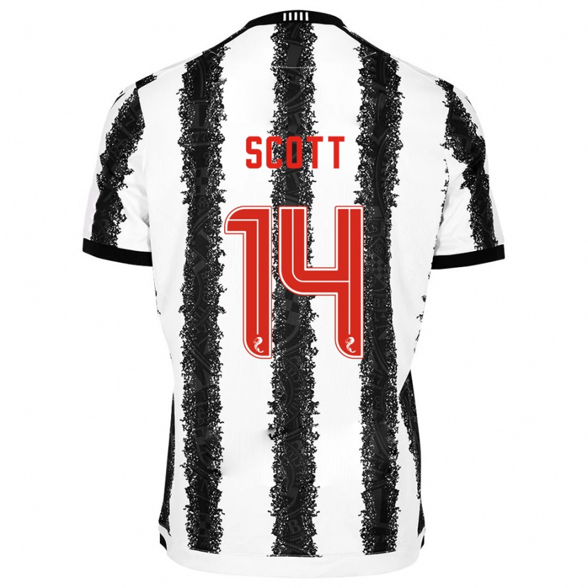 גברים James Scott #14 לבן שחור ג'רזי ביתית 2025/26 חולצה קצרה