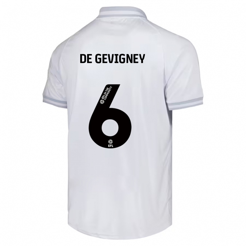 גברים Maël De Gevigney #6 לבן אפור שחור הרחק ג'רזי 2025/26 חולצה קצרה