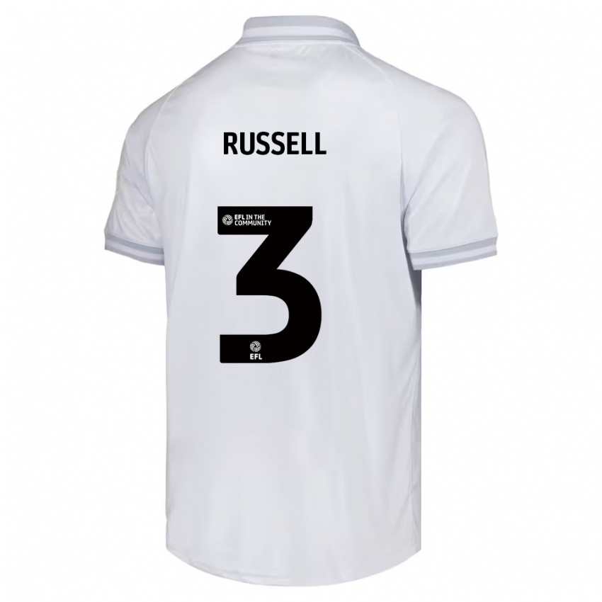 גברים ג'ון ראסל #3 לבן אפור שחור הרחק ג'רזי 2025/26 חולצה קצרה