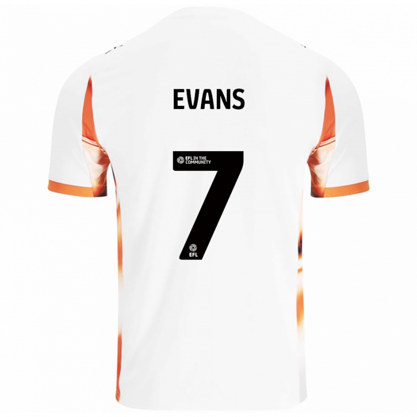 גברים לי אוונס #7 לבן כתום שחור הרחק ג'רזי 2025/26 חולצה קצרה