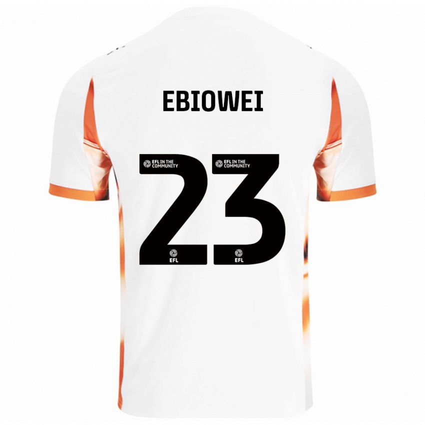 גברים Malcolm Ebiowei #23 לבן כתום שחור הרחק ג'רזי 2025/26 חולצה קצרה