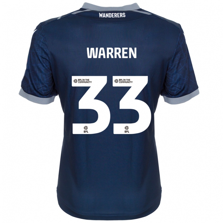 גברים Charlie Warren #33 כחול נייבי אפור הרחק ג'רזי 2025/26 חולצה קצרה