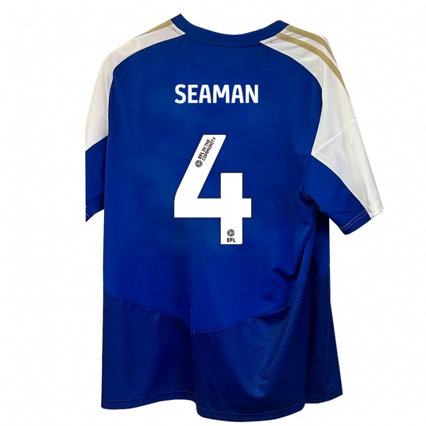 גברים Jaydee Seaman #4 כחול לבן זהב הרחק ג'רזי 2025/26 חולצה קצרה