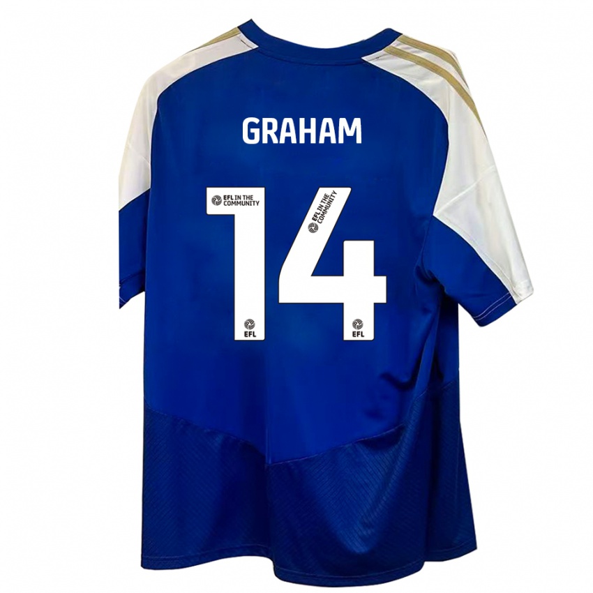 גברים Callum Graham #14 כחול לבן זהב הרחק ג'רזי 2025/26 חולצה קצרה