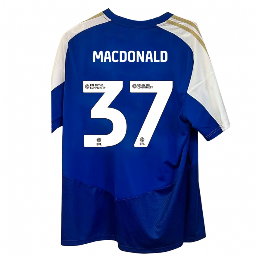 גברים Shaun Macdonald #37 כחול לבן זהב הרחק ג'רזי 2025/26 חולצה קצרה