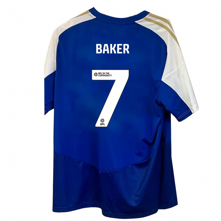 גברים Phoebe Baker #7 כחול לבן זהב הרחק ג'רזי 2025/26 חולצה קצרה