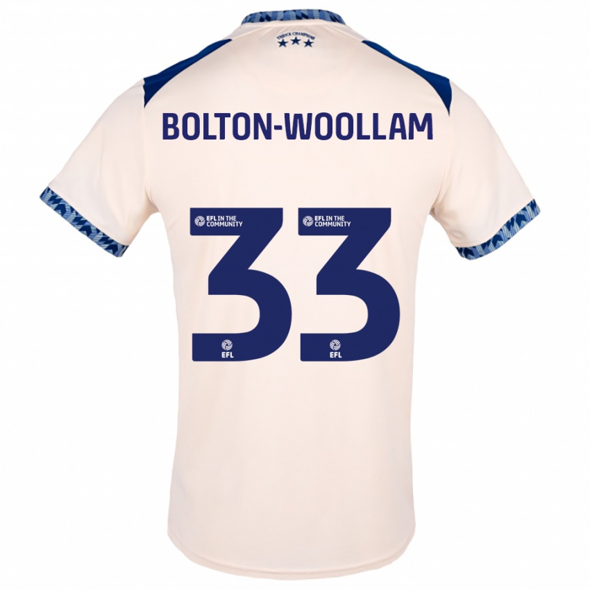 גברים Kacey Bolton-Woollam #33 לבן שמנת כחול נייבי הרחק ג'רזי 2025/26 חולצה קצרה