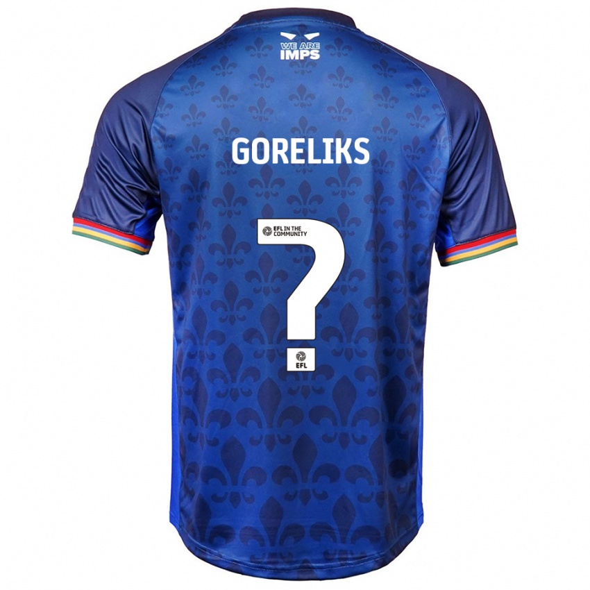 גברים Daniels Goreliks #0 כחול נייבי הרחק ג'רזי 2025/26 חולצה קצרה