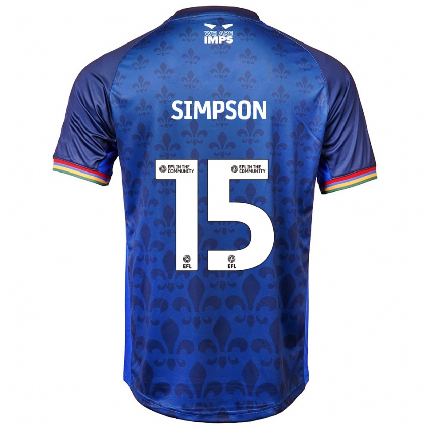 גברים ג'ון סימפסון #15 כחול נייבי הרחק ג'רזי 2025/26 חולצה קצרה